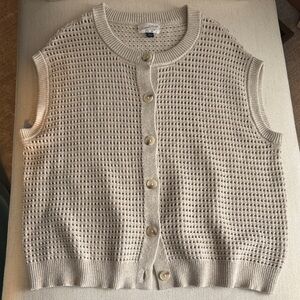 Universal Thread Cream Open-Knit Button Front Sweater Vest